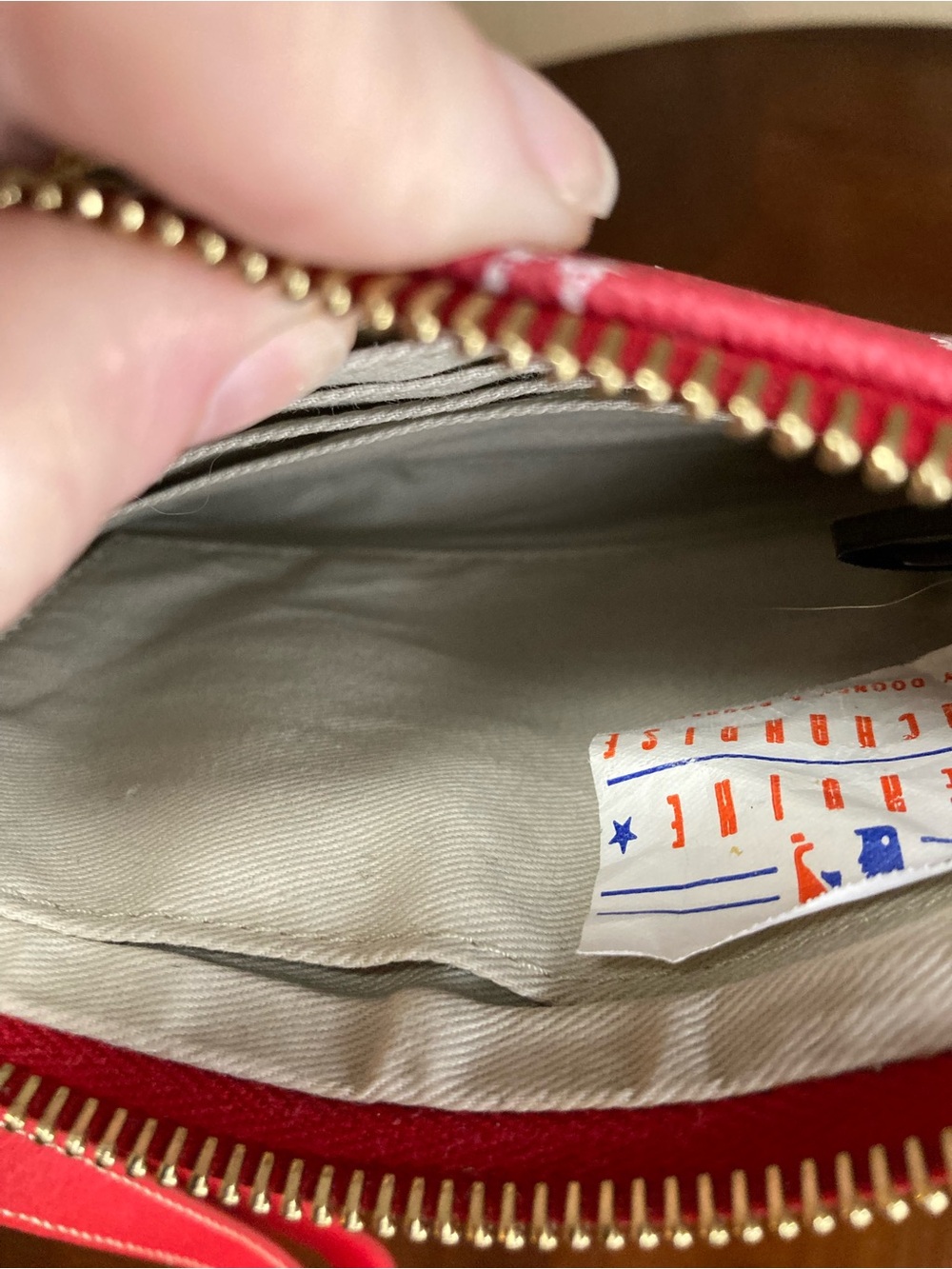Dooney & Bourke Boston Red Sox Signature Red Leather Wristlet Top Zip Tassel EUC - Picture 11 of 12